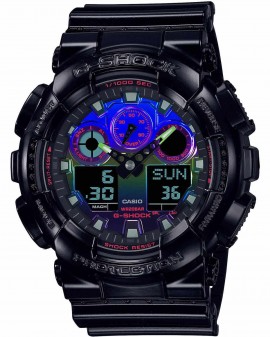 G-SHOCK Dual Time Chronograph Black Rubber Strap GA-100RGB-1AER