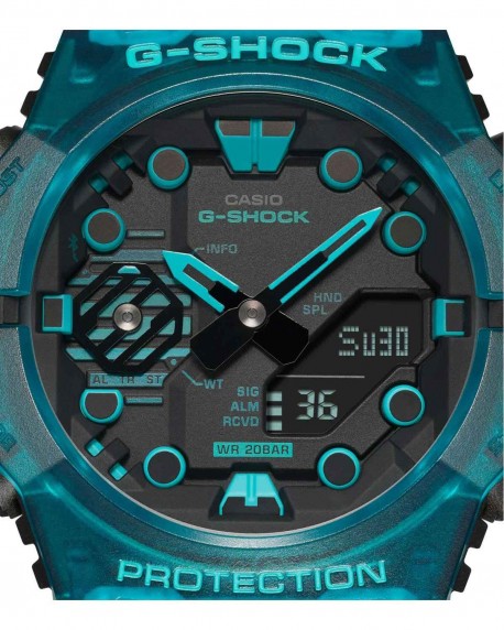 CASIO G-SHOCK Chronograph Turquoise Rubber Strap GA-B001G-2AER 