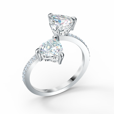 Swarovski Attract Soul Heart Δαχτυλίδι, Επιπλατινωμένο Με Κρύσταλλα 5512854 