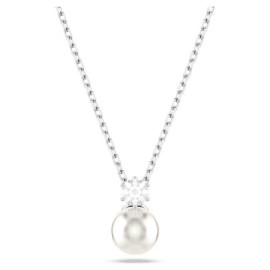 Swarovski κολιέ Matrix Crystal pearl, Στρογγυλή κοπή, Λευκό, Επιμετάλλωση ροδίου 5693897