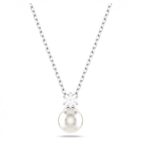 Swarovski κολιέ Matrix Crystal pearl, Στρογγυλή κοπή, Λευκό, Επιμετάλλωση ροδίου 5693897 