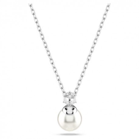 Swarovski κολιέ Matrix Crystal pearl, Στρογγυλή κοπή, Λευκό, Επιμετάλλωση ροδίου 5693897 