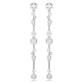 Swarovski Σκουλαρίκια Constella Crystal pearl, Λευκά, Επιμετάλλωση ροδίου 5705614