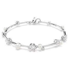 Swarovski Βραχιόλι Tennis Constella Crystal pearl, Λευκό, Επιμετάλλωση ροδίου 5707511