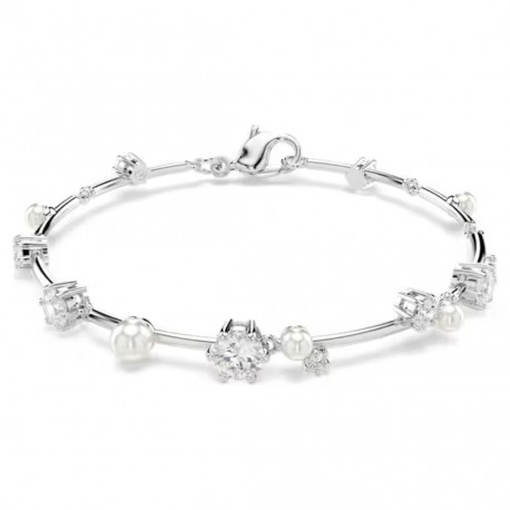 Swarovski Βραχιόλι Tennis Constella Crystal pearl, Λευκό, Επιμετάλλωση ροδίου 5707511 