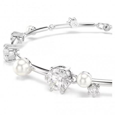 Swarovski Βραχιόλι Tennis Constella Crystal pearl, Λευκό, Επιμετάλλωση ροδίου 5707511 