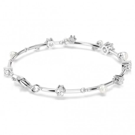 Swarovski Βραχιόλι Tennis Constella Crystal pearl, Λευκό, Επιμετάλλωση ροδίου 5707511 