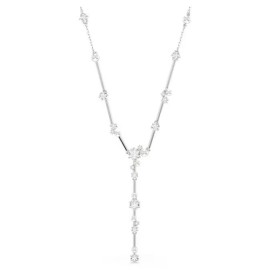 Swarovski Κολιέ σε σχήμα Υ Constella Crystal pearl, Λευκό, Επιμετάλλωση ροδίου 5711830