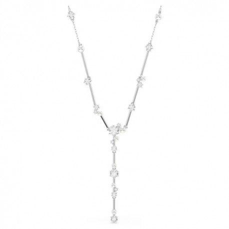 Swarovski Κολιέ σε σχήμα Υ Constella Crystal pearl, Λευκό, Επιμετάλλωση ροδίου 5711830 