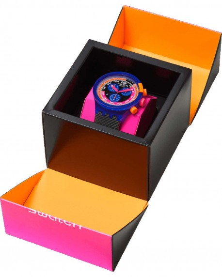 SWATCH Neon Party To The Max Chronograph Black Biosourced Strap SB06N102 