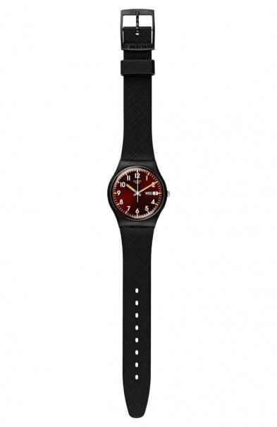 Swatch Sir Red,Black Rubber Strap SO28B704 