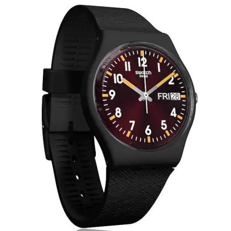 Swatch Sir Red,Black Rubber Strap SO28B704 