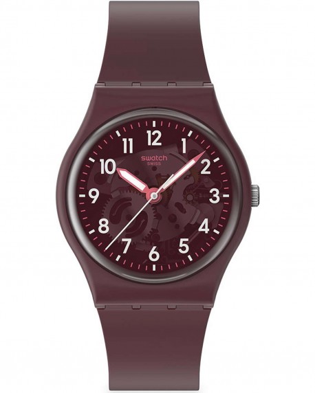 SWATCH Essentials Thru The Crown Glass Bordeaux Biosourced Strap SO28R115 