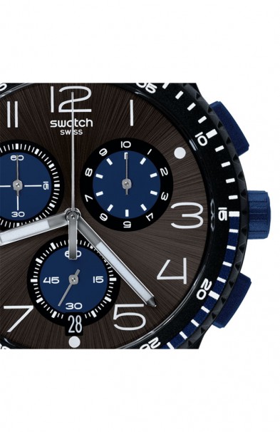 SWATCH Kaicco Black Rubber Strap Chronograph SUSB406  