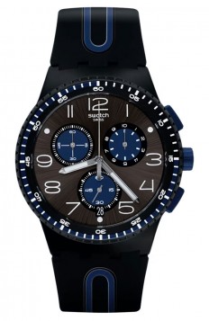 SWATCH Kaicco Black Rubber Strap Chronograph SUSB406 