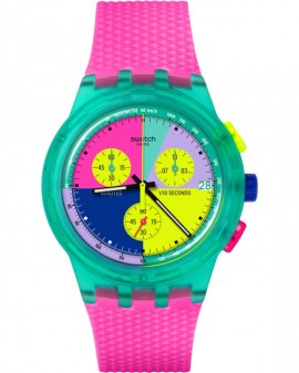 SWATCH NEON Flash Arrow Chronograph Pink Silicone SUSG408