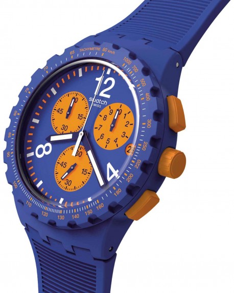 SWATCH Essentials Primarily Blue Chronograph Blue Silicone Strap SUSN419 