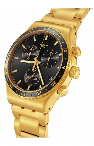 SWATCH In The Black Gold Stainless Chronograph  YVG418G 