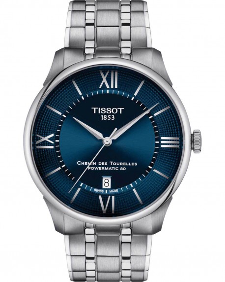 TISSOT T-Classic Chemin Des Tourelles Powermatic 80 Stainless Steel Bracelet T1394071104800 