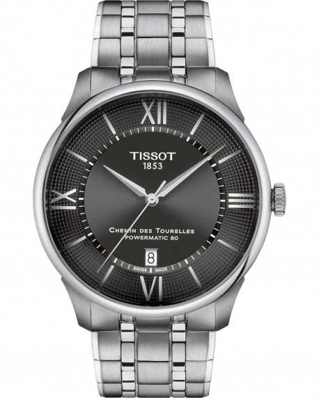 TISSOT T-Classic Chemin Des Tourelles Powermatic 80 Stainless Steel Bracelet T1394071106800 